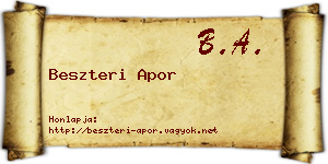 Beszteri Apor névjegykártya